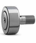 Side view of CF8UUR Cam Follower Needle Roller Bearing 8x19x32mm showing threaded end, stainless steel construction