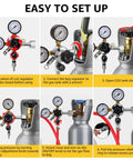 CGA-320 Keg Regulator With Quick Disconnect for Home Kegerators setup instructions with adjustable pressure knob and safety relief valve