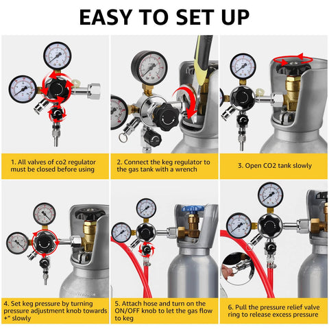 CGA-320 Keg Regulator With Quick Disconnect for Home Kegerators setup instructions with adjustable pressure knob and safety relief valve