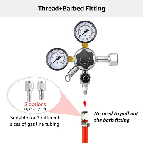 CGA-320 Keg Regulator With Quick Disconnect for Home Kegerators including thread fittings and dual pressure gauges