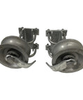 Pair Of Chain Link Sliding Gate Rollers For 1 And 5 Eighths Inch Pipe Track With Double U Bolt And Safety Catch, Machined Steel Wheel