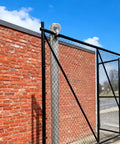 5 Inch Galvanized Steel Pipe Track Wheel Set For Chain Link Sliding Gates installed on metal frame with track