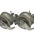 Pair Of Chain Link Sliding Gate Rollers For 1 And 5 Eighths Inch Pipe Track With Double U Bolt And Safety Catch, Machined Steel Wheel
