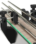Close-up of adjustable bars on Chain Plate Conveyor Belt For Assembly Line With Height And Speed Adjustable 110V 73.62 Inch By 3.94 Inch