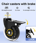 28 Inch Office Chair Base Replacement Part With Metal Base Wide Legs And Bottom Plate Stand Cylinder Two Wheels With Brakes For Stable Support Up To 2600 Lbs Heavy Duty Steel Construction Smooth Gliding Easy To Install And Durable caster wheel with brake, lock feature highlighted.