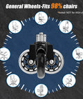Office Chair Caster Wheels Set Of 5 Universal Fit 2.5 Inch Blade Wheels showing compatibility with 98% of chairs
