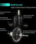 Diagram of 3 Inch Heavy Duty Chair Wheels Replacement Set of 5 With RGB Motion Activated Lighting components showing steel and bearings.