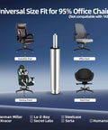 Gas Lift Cylinder Replacement For Office Chairs, 4 Inch Travel, Heavy Duty Class 4 Polished Steel, 450 Lb Capacity, shown with chair options