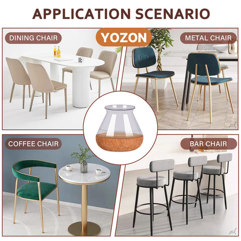 Chair Leg Floor Protectors For Hardwood Floors With Reinforced Cup Shaped Felt Pads And Silicone Caps 32 Pack Anti Scratch Noise Reduction For Angled Legs Fit Three Quarters To One And Three Sixteenths Inches shown on various chair types.