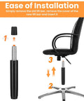 Chair gas lift replacement installation guide showing steps to replace the old lift bar and install on a swivel chair