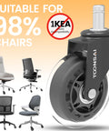 3 Inch Office Chair Wheels Replacement Casters For Carpet And Hard Floors 7-16 Inch Diameter And 7-8 Inch Stem Length Set of 5