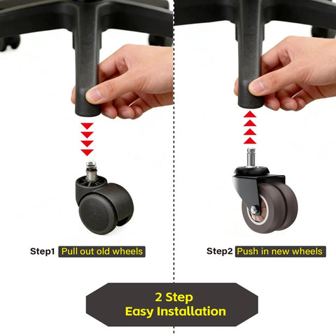 Step-by-step installation of 2 Inch Chair Wheels 5 Pack Heavy Duty Grey Rubber Casters Non Marking Replacement For Hardwood And Carpet Floors