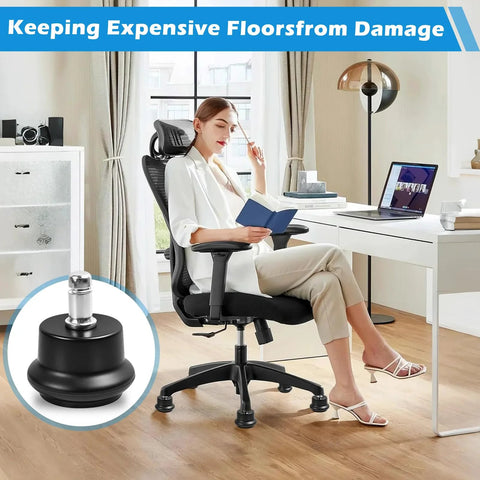 Chair Wheel Stoppers 5 Pack With Self Adhesive Felt Pads Converts Swivel Casters Into Fixed Non Rolling Casters in an office