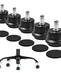 Chair Wheel Stoppers 5 Pack With Self Adhesive Felt Pads Converts Swivel Casters Into Fixed Non Rolling Casters shown with pads