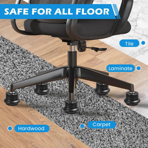 Chair Wheel Stoppers 5 Pack With Self Adhesive Felt Pads Converts Swivel Casters Into Fixed Non Rolling Casters on Mixed Floors