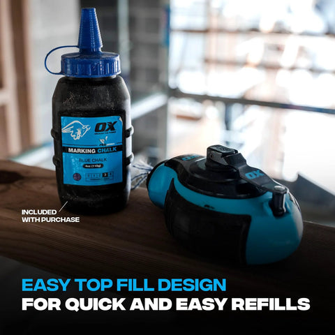 Chalk Line Reel and Blue Chalk Powder Combo Pack for Precision Layouts in Carpentry Masonry and Construction 100 Foot