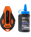 Chalk Reel CHLK100S 100 Foot Model With 6 To 1 Gear Ratio Quick Release Spool Clutch Chalk Level Window Twist Lock Top Nested Hook Design Includes 4 Oz Blue Chalk Refill