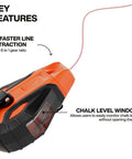 Chalk Reel CHLK100S 100 Foot Model With 6 To 1 Gear Ratio, Quick Release Spool Clutch, Chalk Level Window, and Twist Lock Top