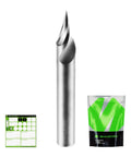 V Groove O Flute Chamfer Router Bit 30 Degree One Quarter Inch Shank CNC Carbide V Bit with packaging and brochure