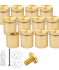 Set Of 12 Aluminum Sign Standoff Screws For Wall Mounting In Champagne Finish 1 Inch By 1 Inch Ideal For Hanging Acrylic And Glass Frames