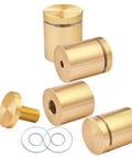 Set Of 12 Aluminum Sign Standoff Screws For Wall Mounting In Champagne Finish 1 Inch By 1 Inch, showing components and rings.