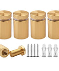 Aluminum Solid Sign Standoff Screws Set Of 4 For Five Eighths By Three Quarters Inch Mounting For Acrylic And Glass Displays Champagne Anodized Finish Wall Fixings For Indoor And Outdoor Advertising Signs