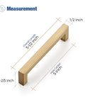 Champagne Bronze Cabinet Handles 5 Inch Center to Center Stainless Steel Square Kitchen Drawer Pulls dimensions diagram