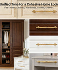 10 Pack 5 Inch Champagne Bronze Cabinet Handles And Drawer Pulls In Brushed Champagne Gold for kitchen cabinets and dressers.