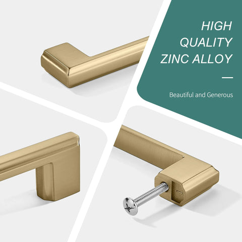 Close-up of Ten Pack Champagne Bronze Cabinet Handles Five Inch Length 128mm Screw Spacing Zinc Alloy Durable Furniture Hardware