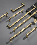Champagne Bronze Cabinet Knobs Set of Ten, One and One Quarter Inch Round Zinc Alloy Drawer Knobs for Cabinet with matching handles shown.