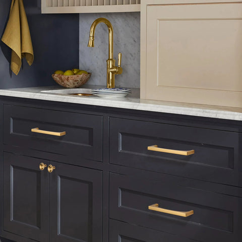 Champagne Bronze Oval Cabinet Knobs 10 Pack Single Hole Cabinet Pulls for Dresser and Kitchen Cabinets on dark cabinetry
