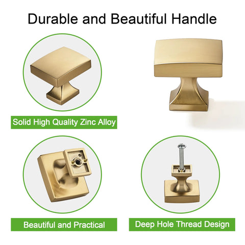 Champagne Bronze 10 Pack Cabinet Knobs Single Hole Drawer Pulls for Kitchen and Bedroom Cabinets, Solid Zinc Alloy, Durable Design
