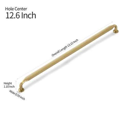Champagne Bronze Modern Cabinet Pulls 3 Pack With 12.6 Inch Center Hole And 13 Inch Total Length Zinc Alloy Handle, side view.