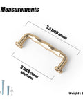 Champagne Bronze Cabinet Pulls 3 Inch Twisted Wave Design showing measurements