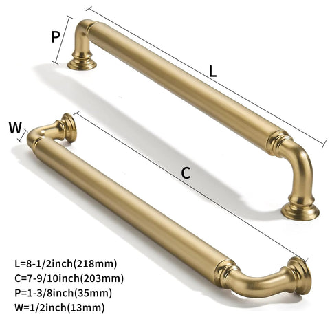 2 Pack 8 Inch Center To Center Champagne Bronze Cabinet Pulls Solid Heavy Duty Drawer Handles For Kitchen Cabinets And Furniture