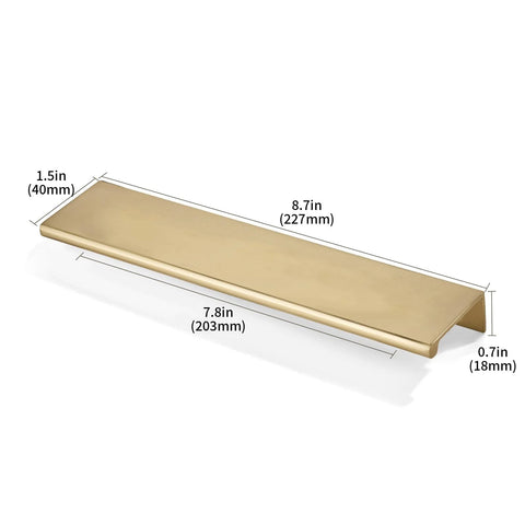 10 Pack 8 Inch Hole Center Champagne Bronze Finger Edge Pulls in Solid Zinc Drawer Pulls with Concealed Hidden Edge Installation.