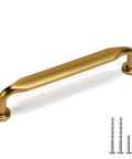 Six Pack Champagne Bronze Top Cabinet Pulls Three And Three Quarters Inch Hole Center Solid Zinc Alloy Drawer Handles in dark gold with screws