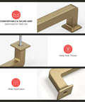 Features of Champagne Bronze Cabinet Pulls 10 Pack 5 1 16 Inch Solid Zinc Alloy Modern Square Drawer Handles for wide application and secure grip