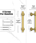Champagne Bronze Cabinet Pulls 3 Inch Center To Center 76mm dimensions and screws diagram.