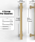 Diagram of 10 Pack Champagne Bronze Cabinet Pulls 5 Inch 128mm Honey Bronze Kitchen Cabinet Handles with dimensions and screw details