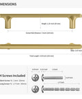 Dimensions of Champagne Bronze Modern Cabinet Pulls 3 Pack 6.5 Inch Total Length 5 Inch Center Bar Pulls with screws included