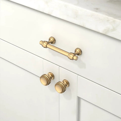 Champagne Bronze Cabinet Pulls 3 Inch Center To Center 76mm Pack Of 10 Honey Bronze Kitchen Handles on white cabinet