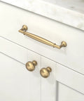 Champagne Bronze Cabinet Pulls 5 Inch 128mm 10 Pack for Kitchen Cabinets and Drawers on white cabinet door