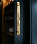 Champagne Bronze Cabinet Pulls With Backplates Modern Zinc Alloy Drawer Handles For Kitchen And Bedroom installed on black cabinet