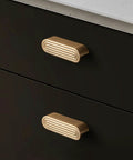 Champagne Bronze Cabinet Pulls 3 Inch Hole Center Circle Drawer Handles Zinc Alloy Hardware on black drawers