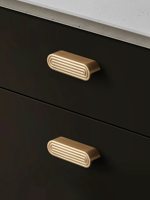 Champagne Bronze Cabinet Pulls 3 Inch Hole Center Circle Drawer Handles Zinc Alloy Hardware on black drawers