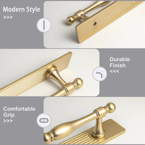 Champagne Bronze Cabinet Pulls With Backplates Modern Zinc Alloy Drawer Handles For Kitchen And Bedroom, durable finish shown