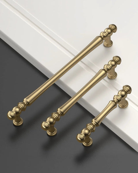 Champagne Bronze Cabinet Pulls 10 Pack 5 Inch Center To Center 128 Mm Heavy Duty Brushed Bronze Drawer Handles shown in three sizes