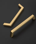 30 Pack 5 Inch Champagne Bronze Cabinet Handles Modern Square Gold Cabinet Pulls in durable zinc alloy on black surface