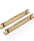 Champagne Bronze Cabinet Pulls With Backplates Modern Zinc Alloy Drawer Handles For Kitchen And Bedroom 7.56 Inch Center To Center Spacing